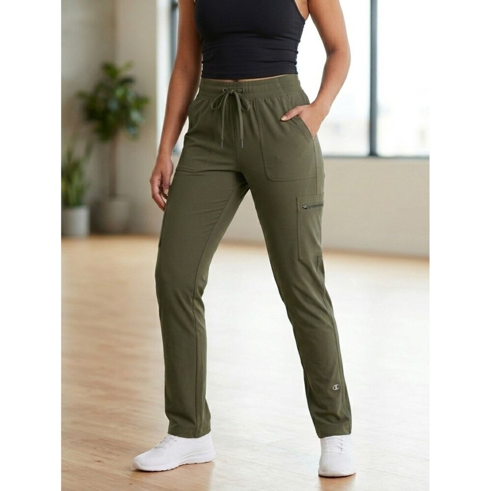 Champion Olive Green Drawstring Cargo Joggers for Women With Drawstring Tie Sm
